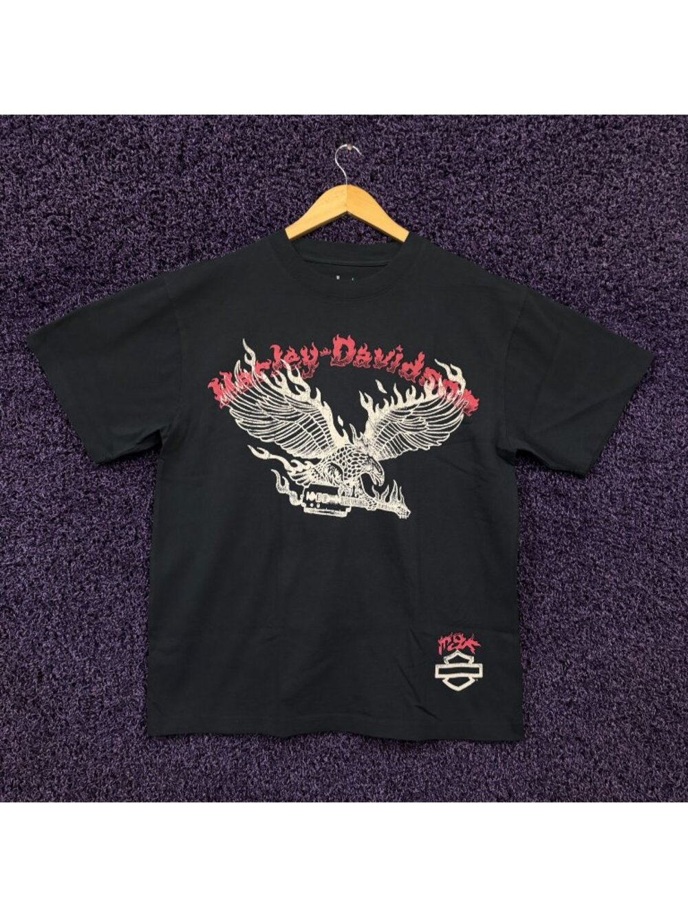 Harley-Davidson Motorcycle x Machine Gun Kelly Eagle on fire T-Shirt Size Medium